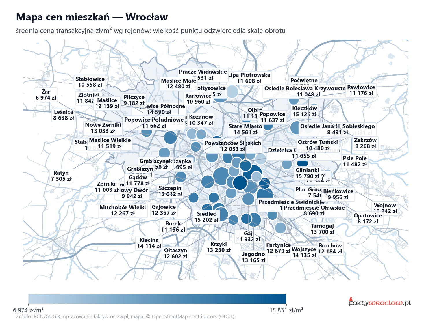 Mapa cen mieszkań - Wrocław
