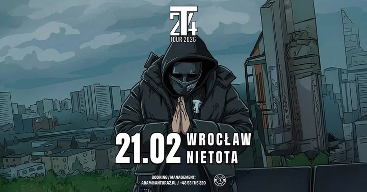 Grafika promocyjna wydarzenia 2T4 | Wrocław 21.02 — koncert w Nietocie