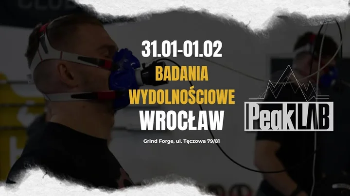 Grafika promocyjna wydarzenia Badania wydolnościowe Wrocław — Peak Lab