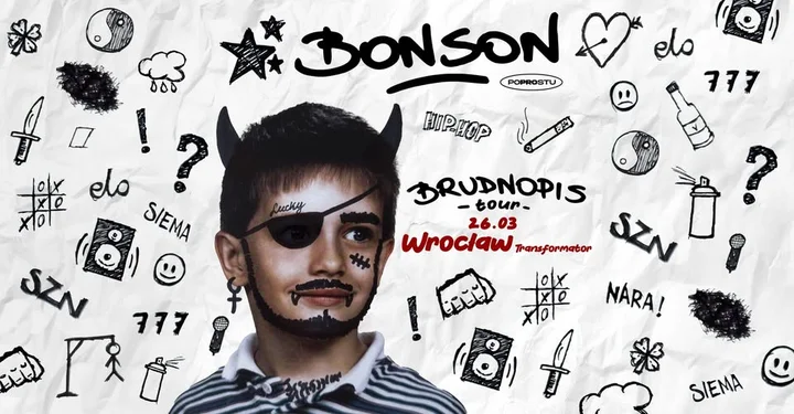 Grafika promocyjna wydarzenia BONSON — Brudnopis Tour we Wrocławiu