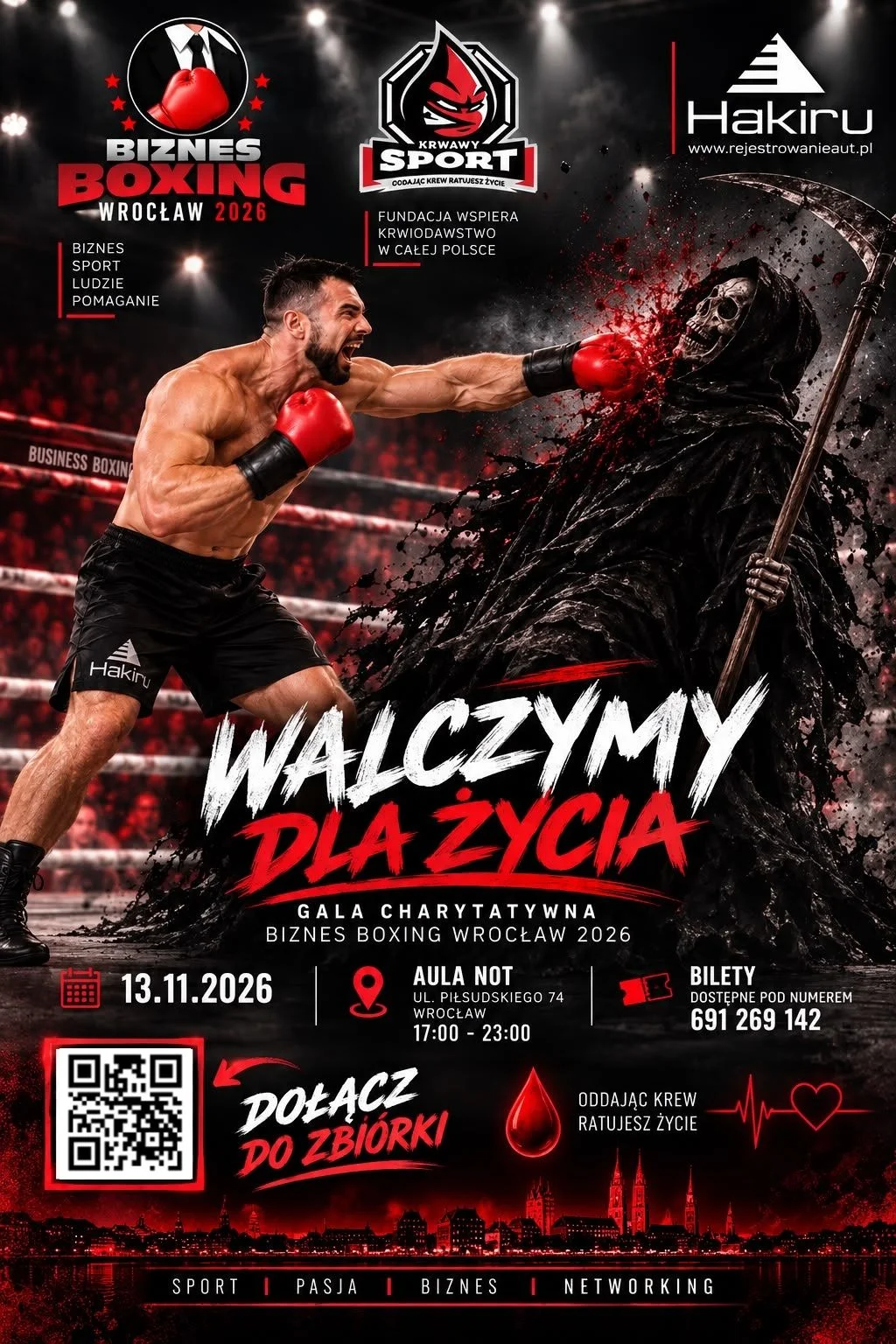 Grafika promocyjna wydarzenia Business Boxing Wrocław 2026 – gala charytatywna