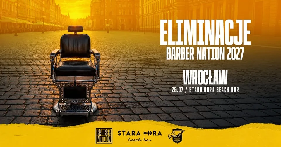 Grafika promocyjna wydarzenia Eliminacje Barber Nation we Wrocławiu. Barberzy powalczą o miejsce w finale