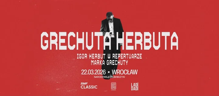 Grafika promocyjna wydarzenia GRECHUTA HERBUTA — Igor Herbut z programem poświęconym Markowi Grechucie we Wrocławiu