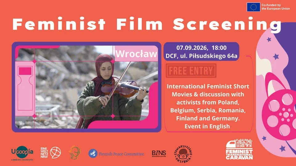 Grafika promocyjna wydarzenia International Feminist Short Movies - Wrocław: feministyczne kino