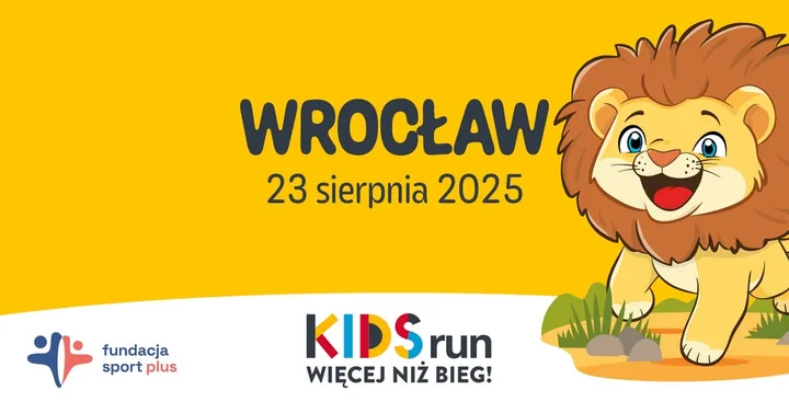 Obrazek przedstawia grafikę promocyjną wydarzenia Rodzinne zawody biegowe i piknik sportowy dla dzieci we Wrocławiu