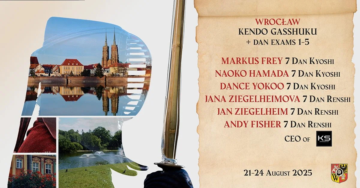 Grafika promocyjna wydarzenia Letni Warsztat Kendo we Wrocławiu