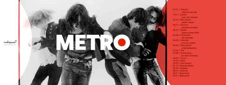 Obrazek przedstawia grafikę promocyjną wydarzenia Koncert zespołu METRO we Wrocławiu – 20 listopada 2025