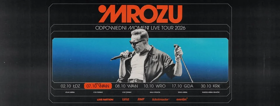 Grafika promocyjna wydarzenia MROZU – Odpowiedni moment tour we Wrocławiu