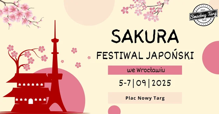 Obrazek przedstawia grafikę promocyjną wydarzenia Festiwal kultury i kuchni japońskiej we Wrocławiu