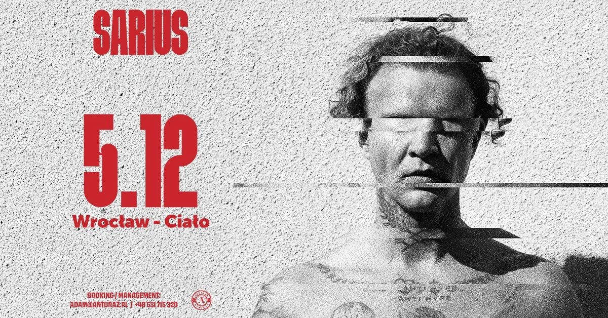 Grafika promocyjna wydarzenia Sarius we Wrocławiu: koncert w Ciele
