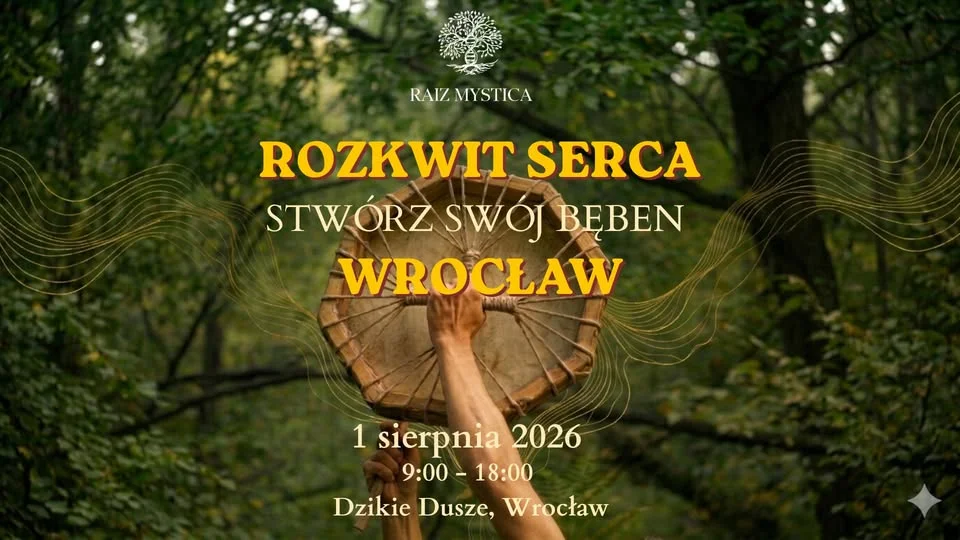 Grafika promocyjna wydarzenia STWÓRZ SWÓJ BĘBEN – warsztat tworzenia bębna szamańskiego we Wrocławiu