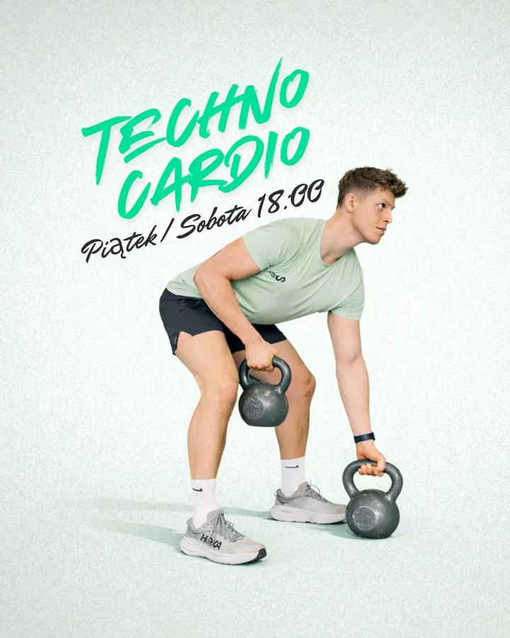 Grafika promocyjna wydarzenia Techno Cardio Wrocław — trening cardio w rytmie techno