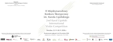 Grafika promocyjna wydarzenia II Międzynarodowy Konkurs Skrzypcowy im. Karola Lipińskiego