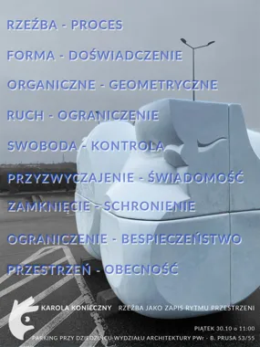 Grafika promocyjna wydarzenia Obrona dyplomu magisterskiego Karoliny Konieczny z rzeźby