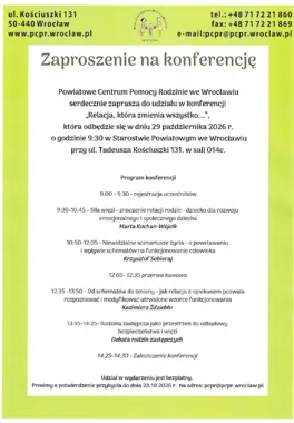 Grafika promocyjna wydarzenia „Relacja, która zmienia wszystko…” – konferencja