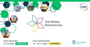 Grafika promocyjna wydarzenia Test Wiedzy Ekonomicznej 2026 we Wrocławiu