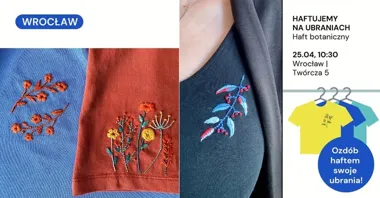 Grafika promocyjna wydarzenia Wrocław: warsztat haftowania na ubraniach z Gosią Samborską