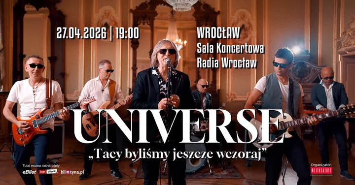 Grafika promocyjna wydarzenia UNIVERSE we Wrocławiu — koncert 27 kwietnia 2026