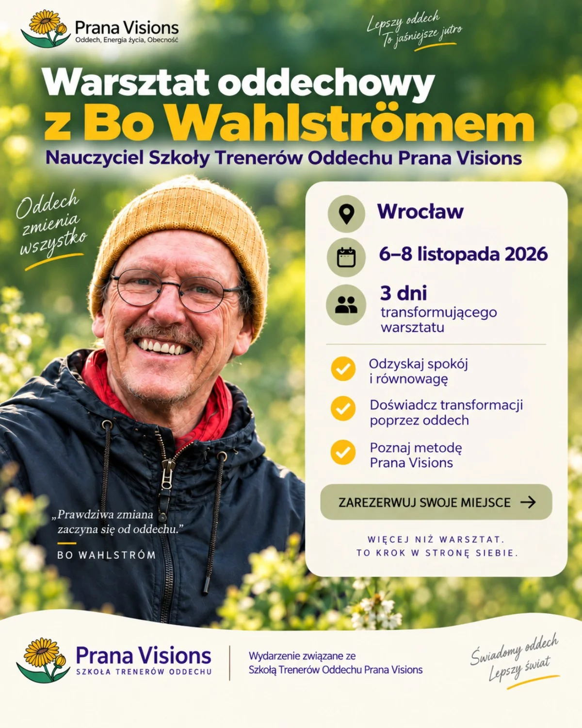 Grafika promocyjna wydarzenia Warsztat Oddechowy z Bo we Wrocławiu