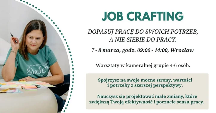 Grafika promocyjna wydarzenia Warsztaty Job Crafting — Wrocław: jak dopasować pracę do siebie
