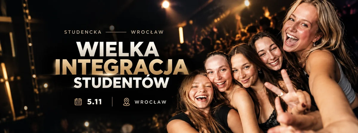 Grafika promocyjna wydarzenia Wielka Integracja Studentów: otrzęsiny we Wrocławiu