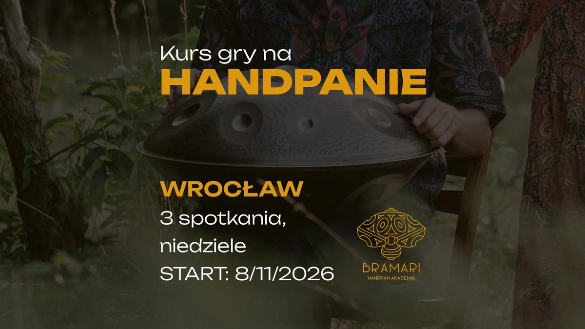 Grafika promocyjna wydarzenia Bramari Handpan: jesienny kurs we Wrocławiu