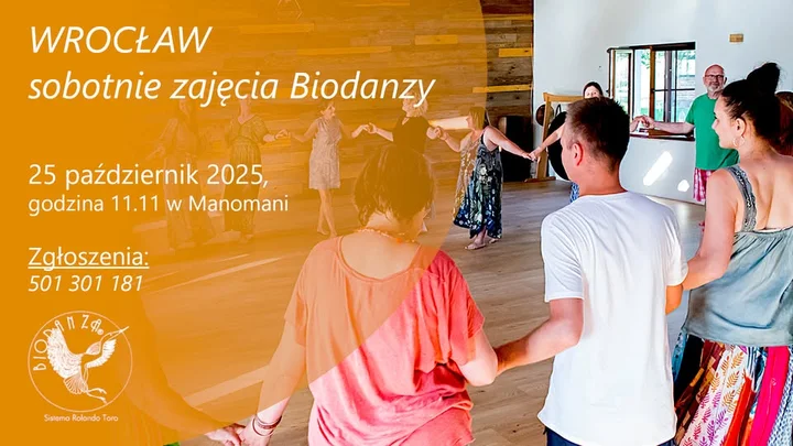 Obrazek przedstawia grafikę promocyjną wydarzenia Sobotnie spotkanie Biodanza we Wrocławiu