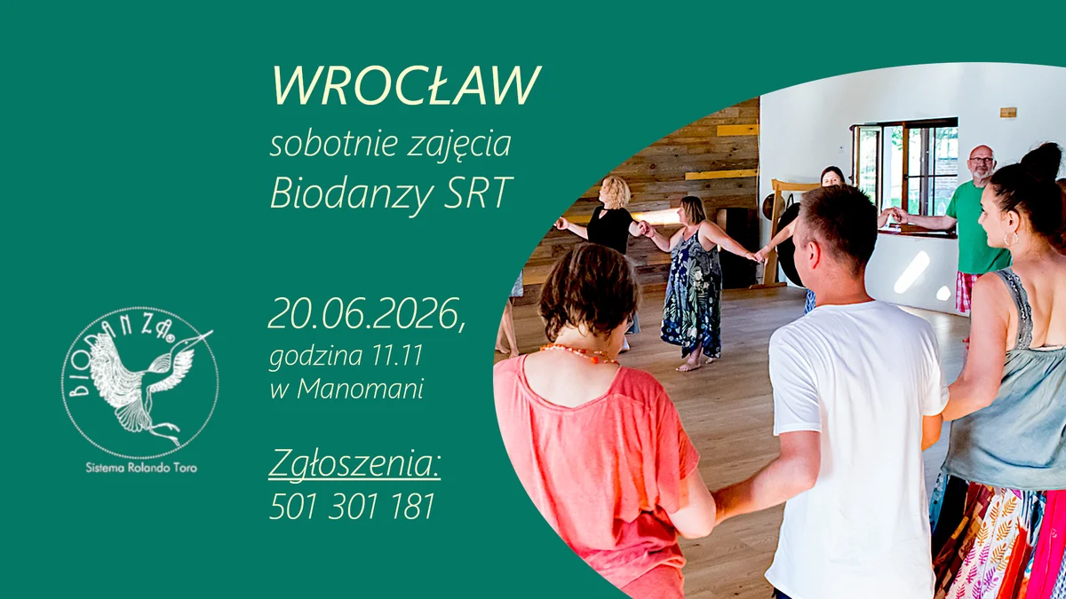 Grafika promocyjna wydarzenia Sobotnia Biodanza we Wrocławiu – zajęcia dla osób znających metodę