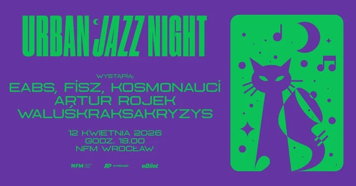 Grafika promocyjna wydarzenia Urban Jazz Night we Wrocławiu — jazz spotyka ulicę