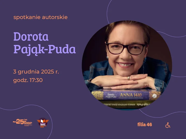 Grafika promocyjna wydarzenia #WrocławCzyta: Spotkanie autorskie z Dorotą Pająk-Pudą