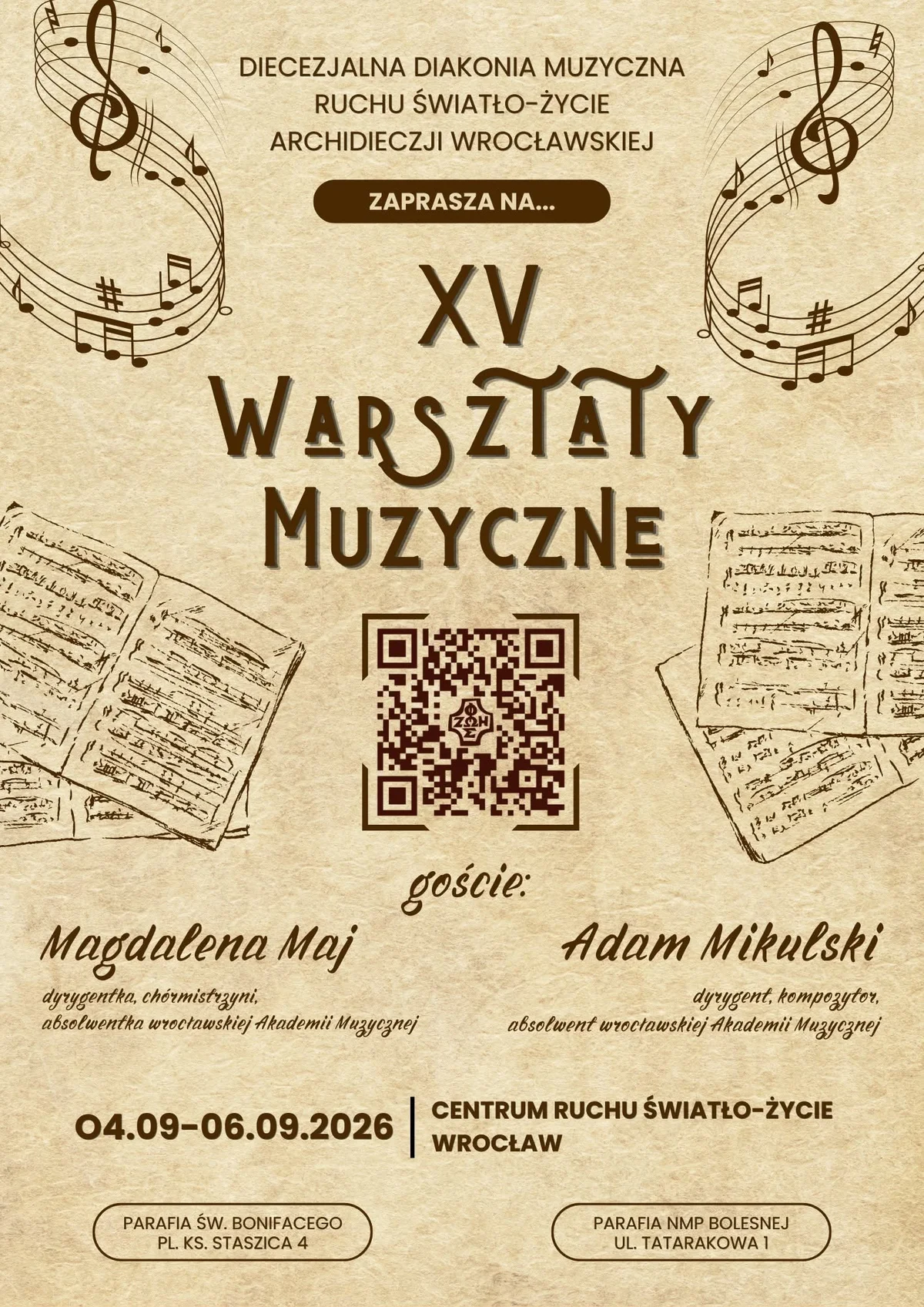 Grafika promocyjna wydarzenia XV Warsztaty Muzyczne DDMuz Wrocław