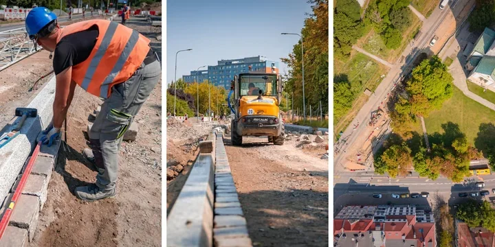 Na Gajowickiej widać postęp. Krawężniki wyznaczają układ nowej ulicy