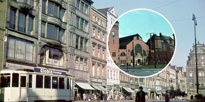 Dawny Wrocław w kolorze. Wojenne ślady widać na miejskich kadrach