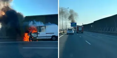 Pożar busa na A8 we Wrocławiu. Prawy pas został zamknięty