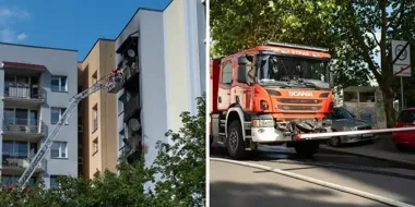 Pożar na Nowym Dworze. Strażacy mają problem z dojazdem do bloku