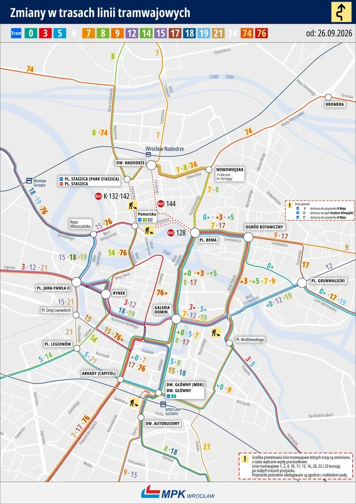 Tramwaje wracają na ważne trasy. MPK zmienia rozkłady