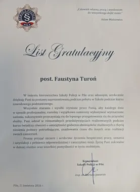 Pochwała z Piły trafiła do Wrocławia - doceniono policjantkę po kursie