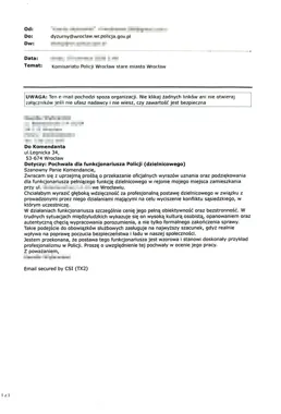 Mieszkanka Wrocławia podziękowała policjantowi. Poszło o konflikt sąsiedzki