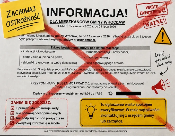 We Wrocławiu krążą ulotki o darmowych audytach. Policja widzi w tym pułapkę